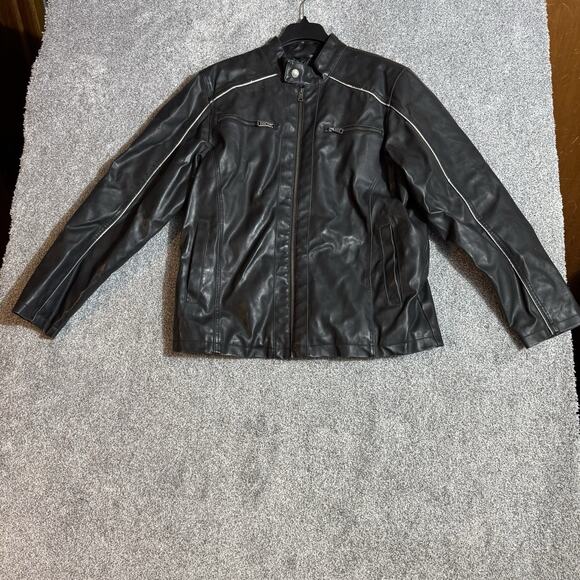 Arizona Jacket Mens Large Biker Edgy Streetwear Faux Leather Quilt Lined Retro